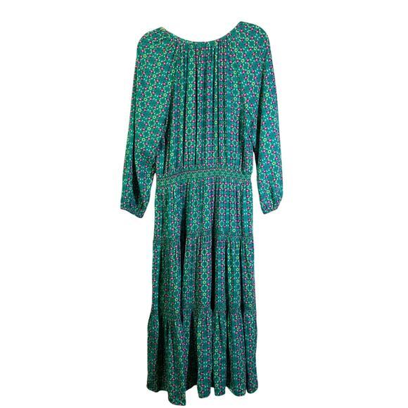 MATILDA JANE Dress Large Age of Aquarius Floral‎ Boho Prairie Tiered V-Neck Midi - Picture 2 of 15